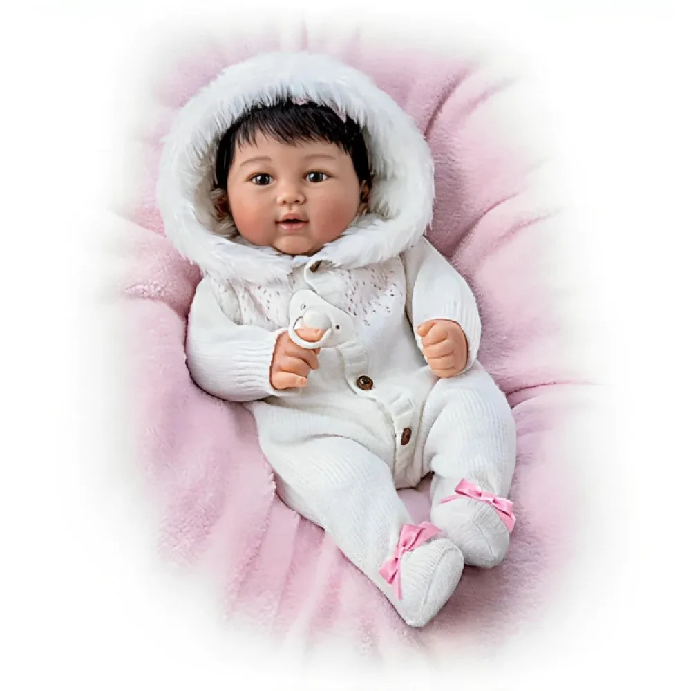 The Ashton-Drake Galleries Yuki, The Brightest Star Baby Doll So Truly Real® with Faux Fur-lined Hood RealTouch® Vinyl Skin Hand-rooted Hair, Poseable, Weighted Cloth Body by Ping Lau 19-inches