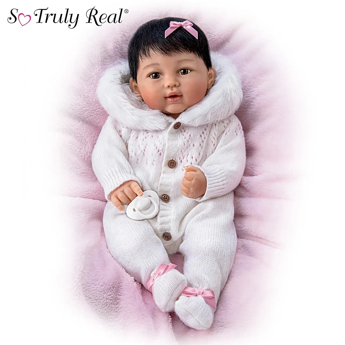 The Ashton-Drake Galleries Yuki, The Brightest Star Baby Doll So Truly Real® with Faux Fur-lined Hood RealTouch® Vinyl Skin Hand-rooted Hair, Poseable, Weighted Cloth Body by Ping Lau 19-inches