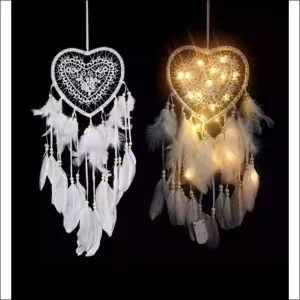 White Light Up Heart Dream Catcher LED